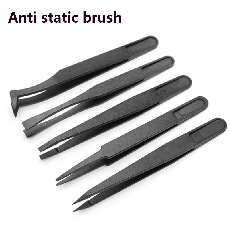 5pcs Precision Tweezers Set Carbon Fiber Plastic Upgraded Anti-Static Curved Tweezers for Electronics Laboratory Work Jewelry