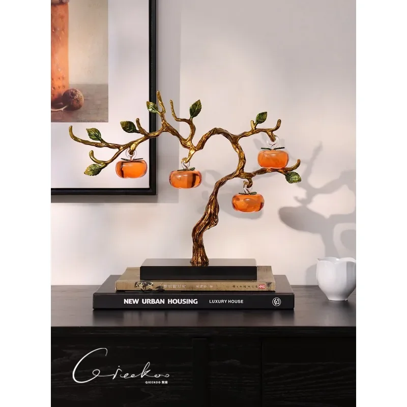 #New Chinese-style persimmon Ruyi ornament, living room entrance entrance office desktop decoration, new home housewarming gift