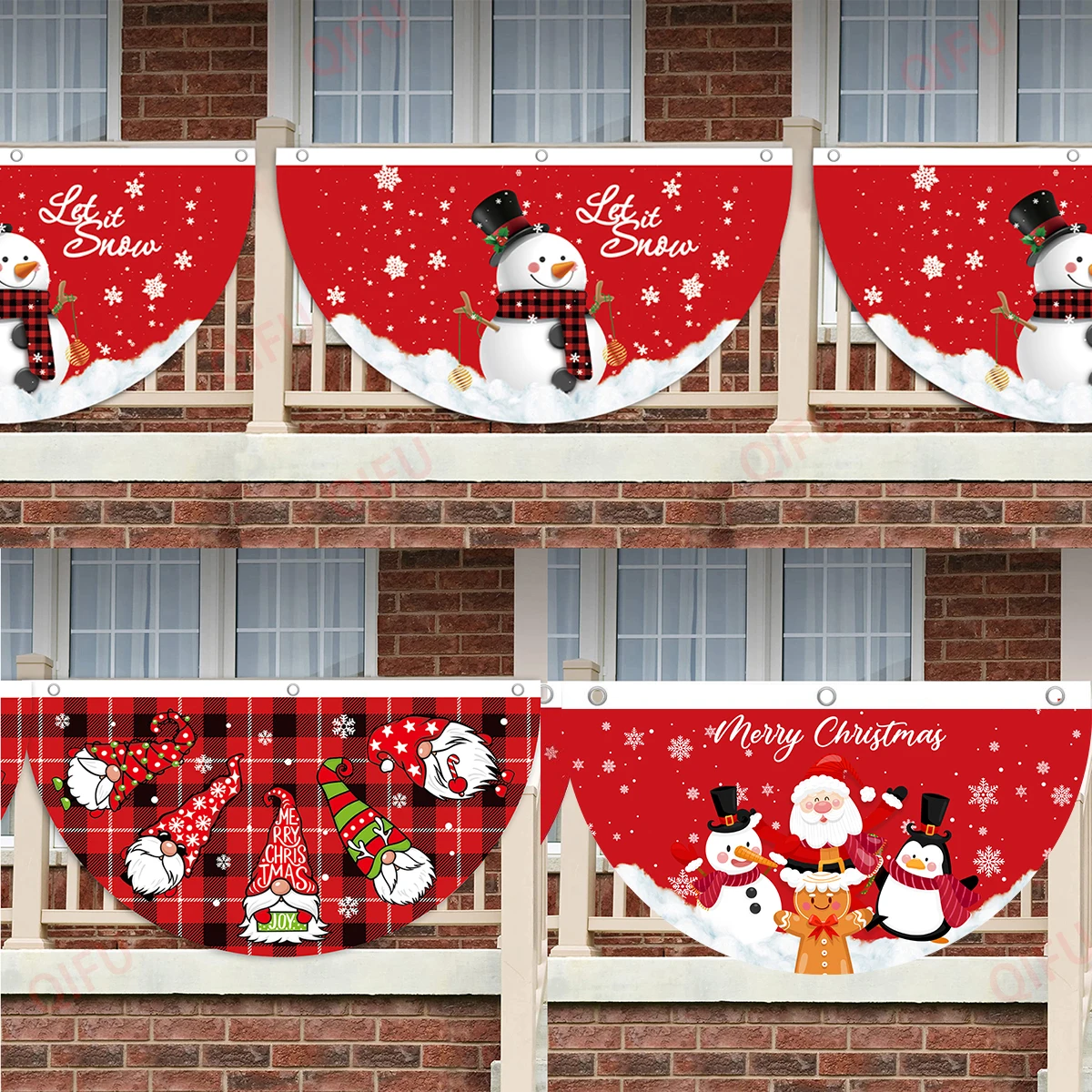 Christmas Outdoor Fan-shaped Flag Banner Christmas Decor for Home 2025 Cristmas Drop Ornament Xmas Navidad Gift New Year 2026
