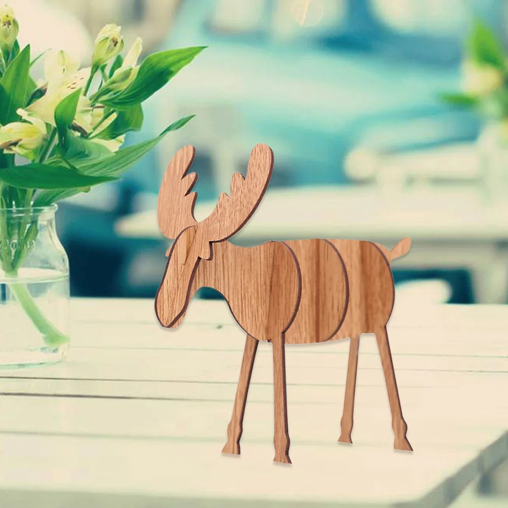 

6Pcs Wood Christmas Elk Ornaments DIY Assembly Festive Desktop Decor Xmas Handmade Craft Gift Wood Christmas Elk Ornaments