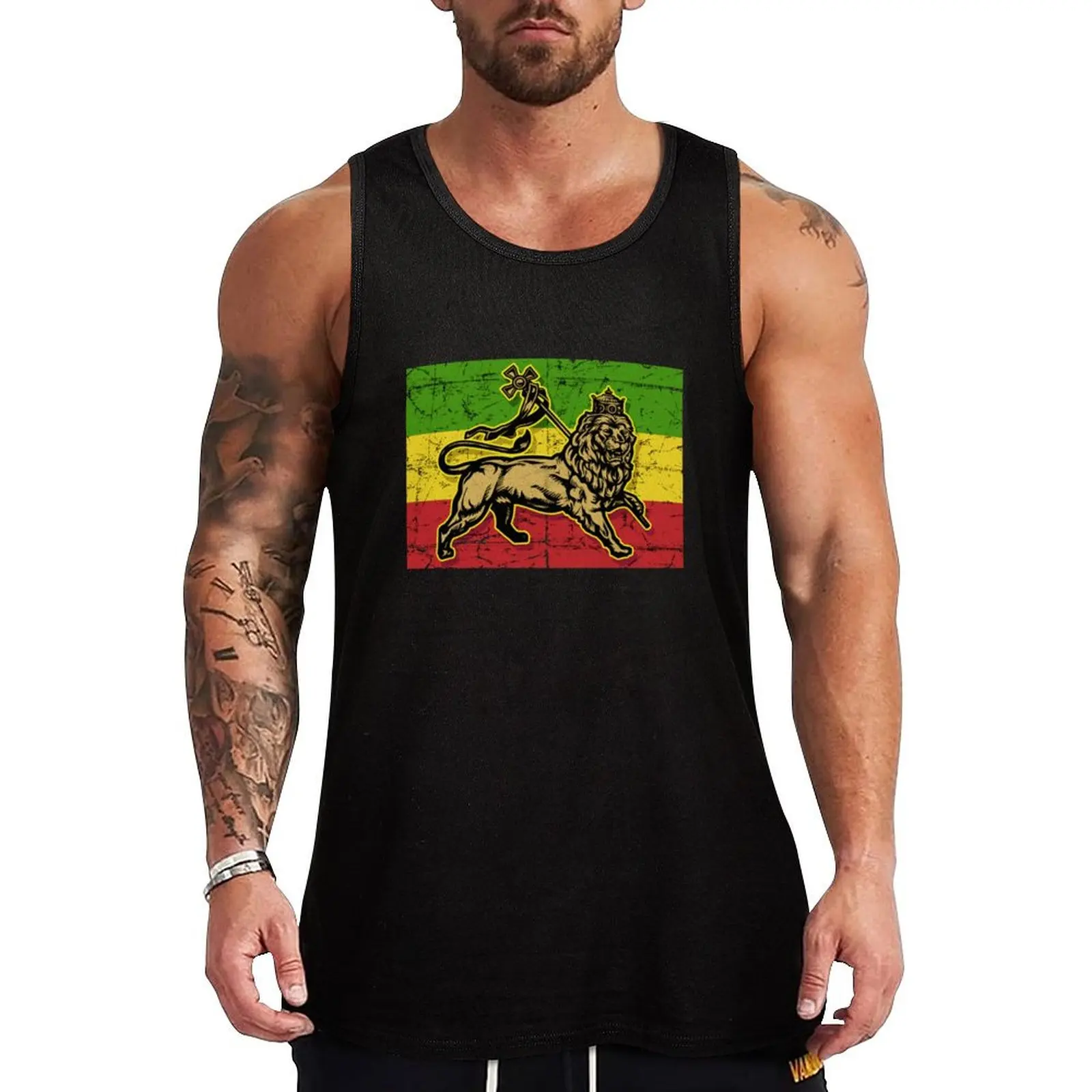 

Vintage Lion of Judah Flag Tank Top mens gym clothes cotton t-shirts man vests for men Men's vest