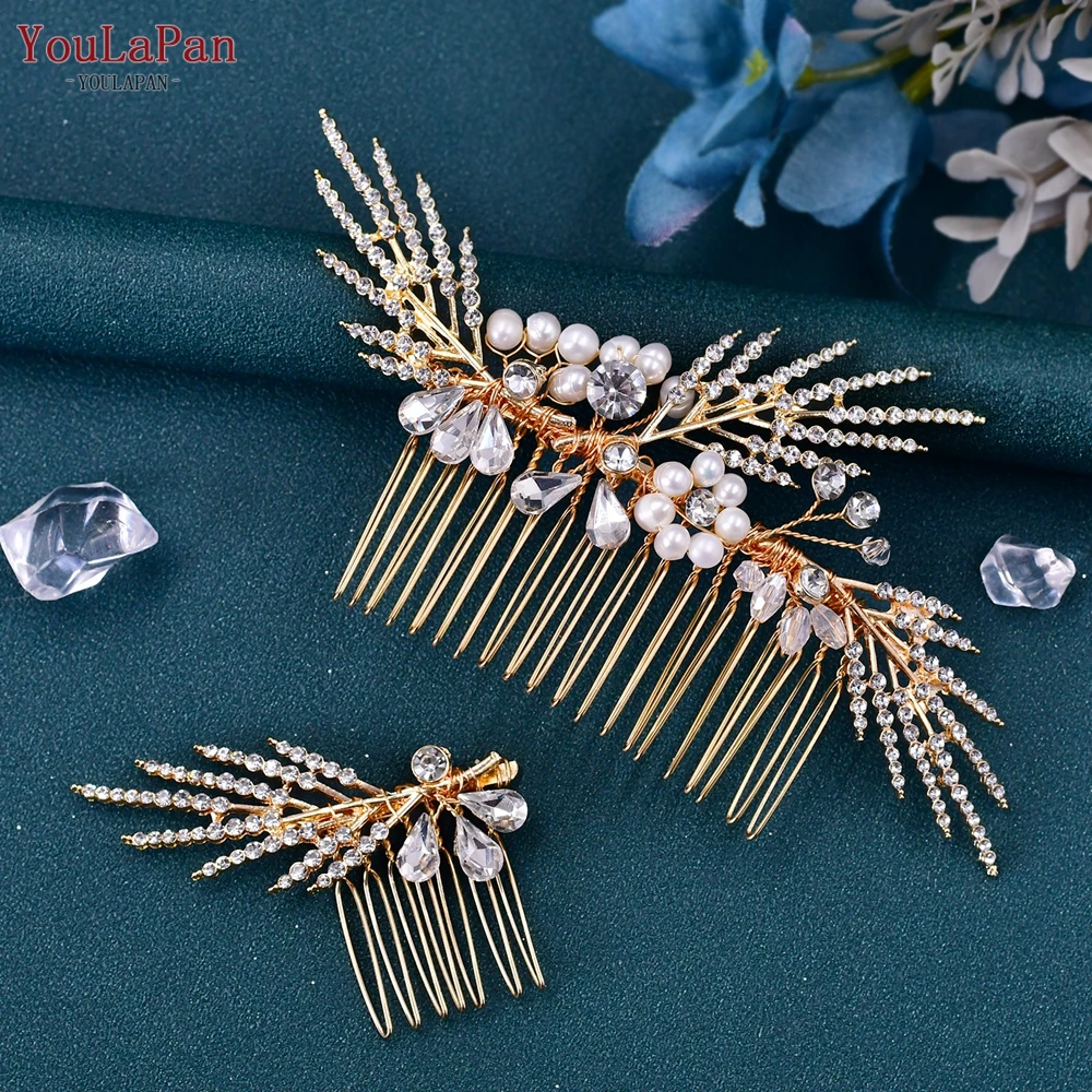 YouLaPan-peine de hoja de aleación para novia, Tiara de boda, accesorios para el cabello, tocado de novia, adornos para el cabello, joyería para la cabeza de mujer, HP01