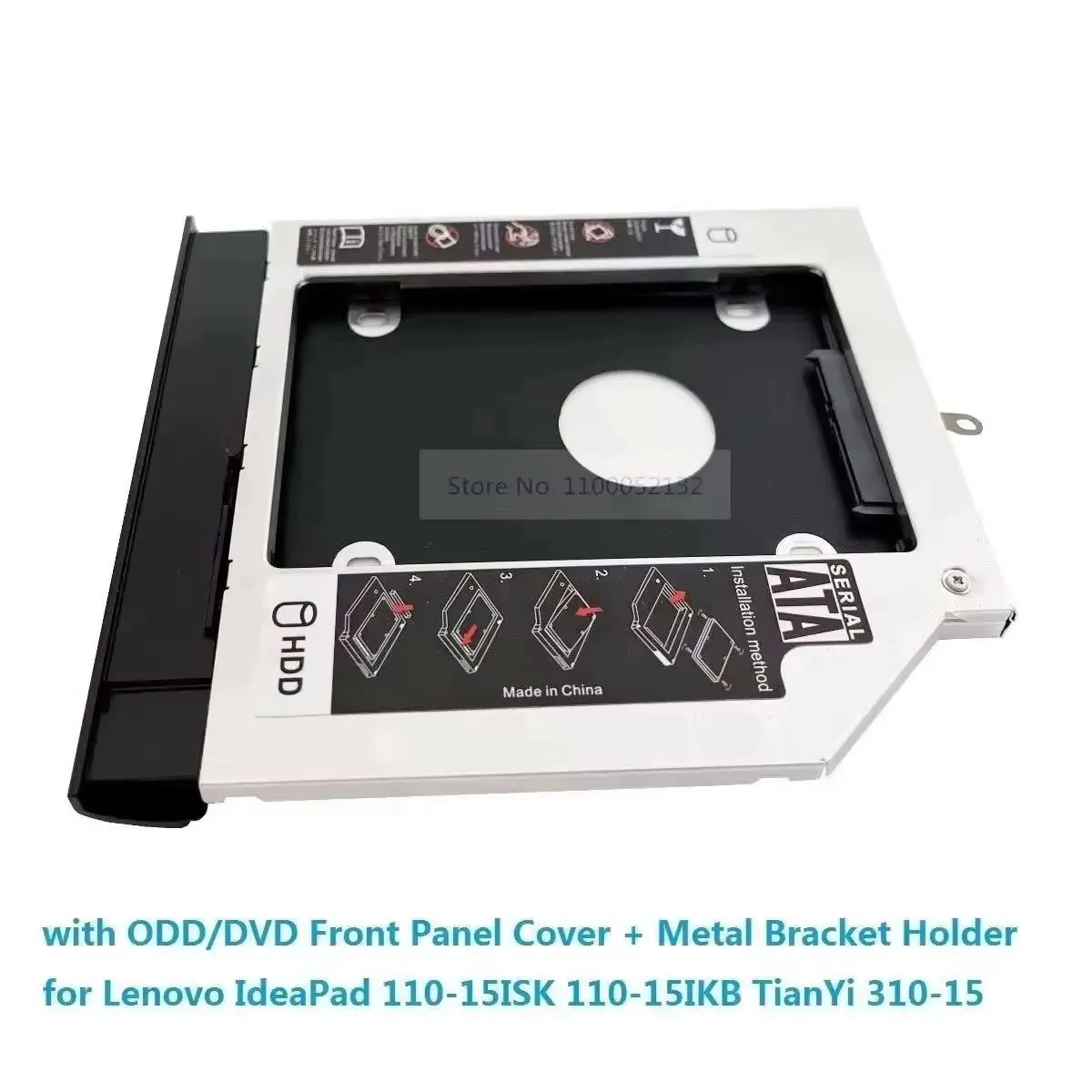 with Faceplate Front Panel 2nd 2.5 HDD Hard Drive Optical bay Caddy Bracket for Lenovo IdeaPad 110-15ISK 110-15IKB TianYi 310-15