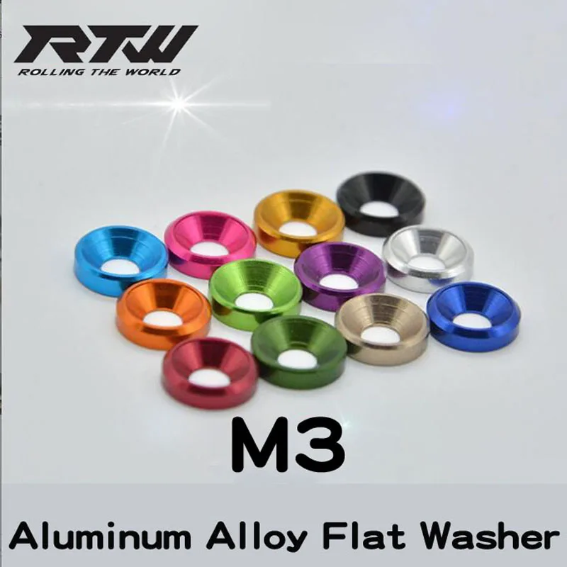 

10PCS M3 Aluminum Alloy Flat Washer Aluminum Colorful Countersunk Head Bolt Washers Gasket Anodized