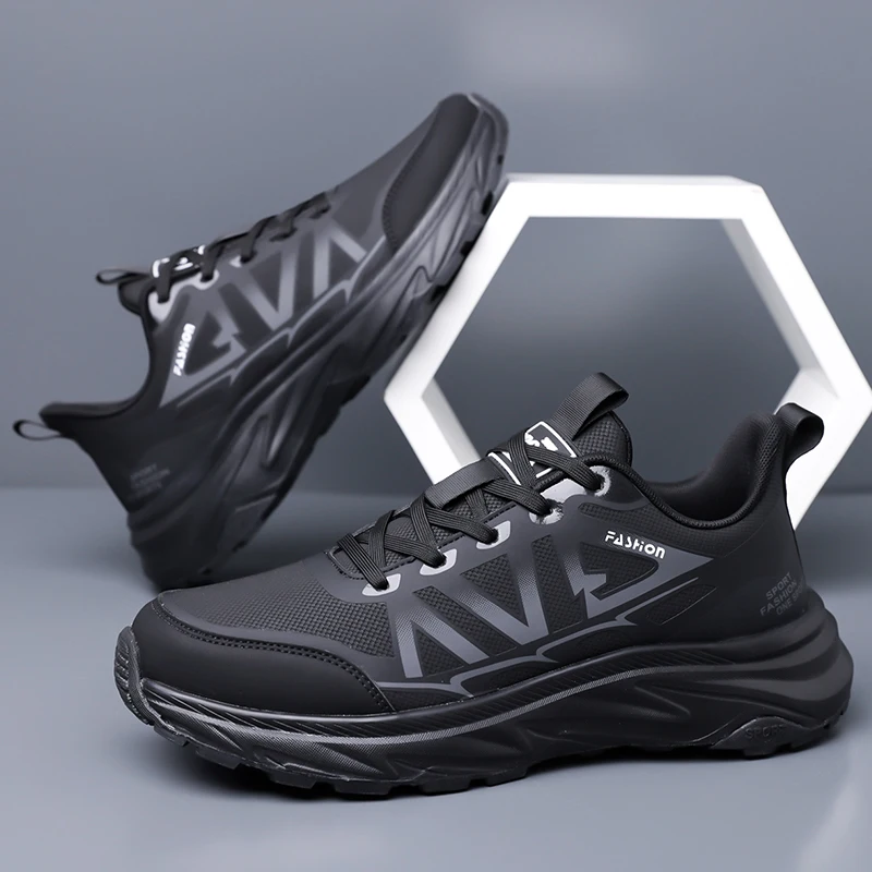 Men Running Shoes Brand Lightweight Designer Leather Casual Sneakers Male Outdoor Non Slip Lace Up Tennis Sports Walking Shoe