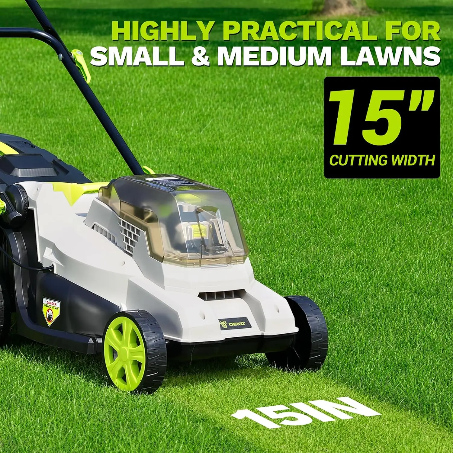 Cordless Electric Lawn Mower, 40V 15-Inch Brushless Battery-Powered Mower with 6-Position Adjustable Cutting Height, Includes 2 x 4.0Ah Batteries & Charger, for Gardens, Parks and Green Spaces