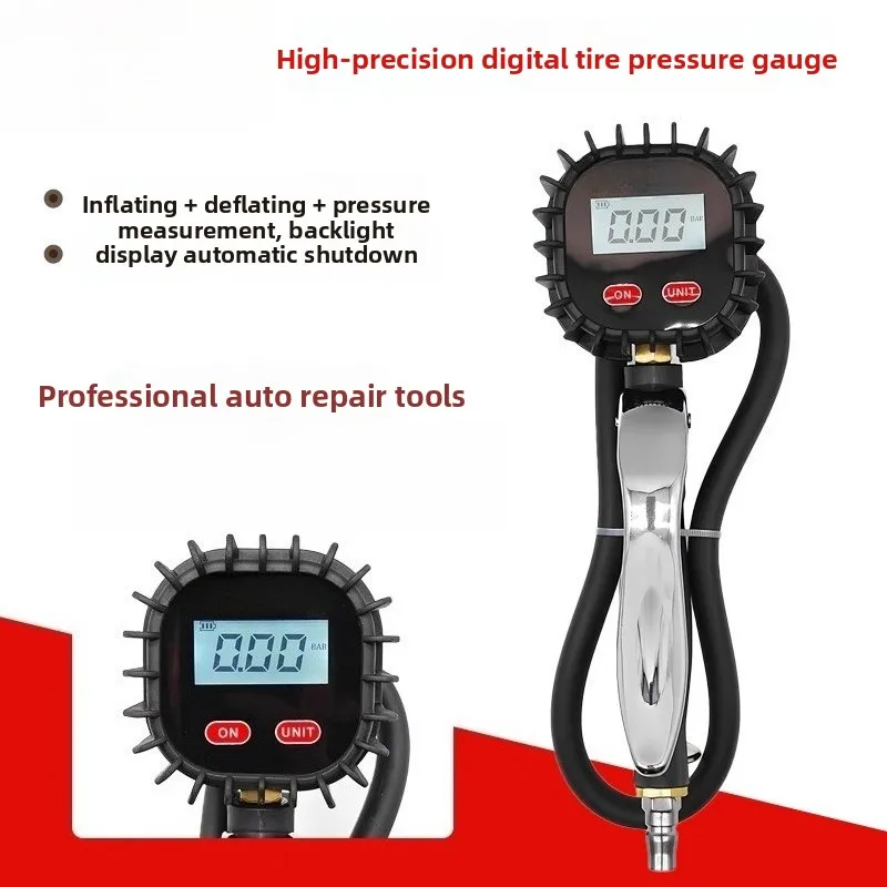 

Car Tire Digital Display Inflation Gun Shockproof Inflation Meter High-precision Car Tire Pressure Meter