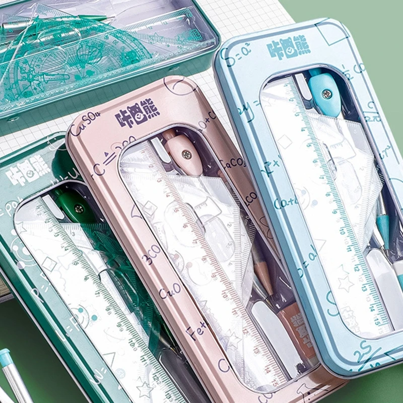 Math Geometry with Rulers Protractor Eraser Pencil Refills for Drafting and Drawings 8 Pieces/set LX9A