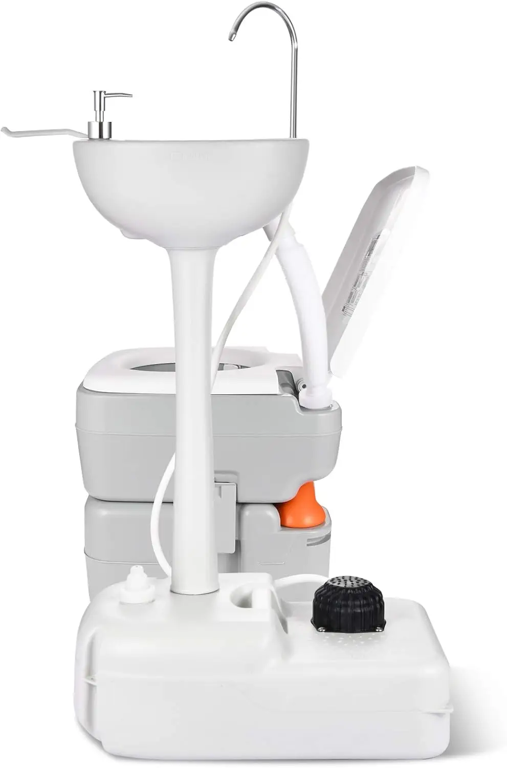 Portable Sink and Toilet, 17 L Hand Washing Station & 5.3 Gallon Flush Potty,for Outdoor,Camping, RV, Boat, Camper, Travel,white