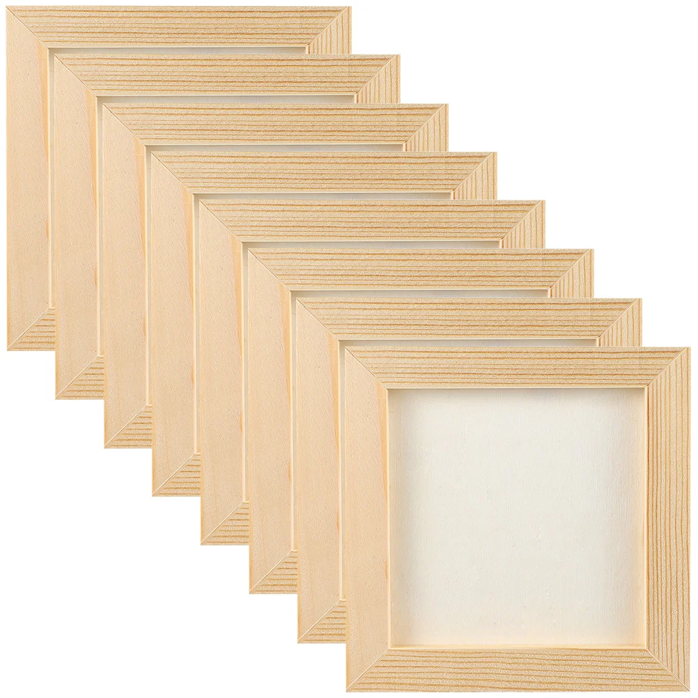 8 Pcs Square Clay Picture Frame Photo Child Small Squarewooden Pictures Painting Frames