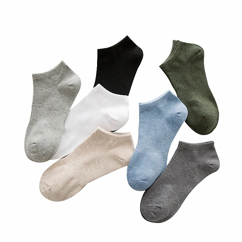 5/10 Pairs High Quality Men's Season Solid Color Socks All Cotton Socks Short Socks Waist Tied Sports Leisure Boat Socks