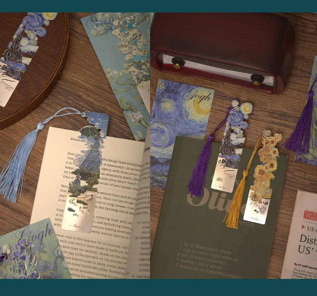 1PC Retro Floral Metal Bookmark Hollow Bronzing Book Mark With Tassel Stationery Gift For Reader Writers Book Lovers Students