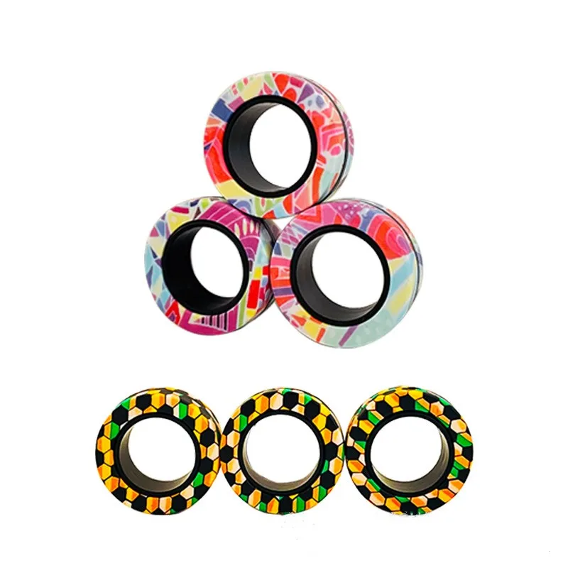 Ensemble d\'anneaux magnétiques Spinner Fidget Toy, aimants pour les doigts, instituts d\'anlande, thérapie Fidget Pack, cadeau pour adultes,