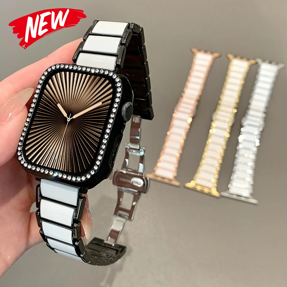 

Тонкий роскошный металлический ремешок для Apple Watch 11 10 46 мм 42 мм Ultra 3 2 49 мм Ремешок из нержавеющей стали для iWatch 9 8 7 6 5 SE3 45 40 44 мм