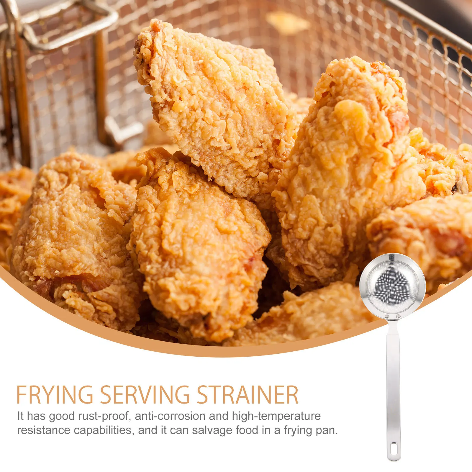 

Kitchen Stainless Steel Fat Skimmer Colander Ergonomic Handle Rust-Resistant Fine Mesh Strainer Multi-Function Oil