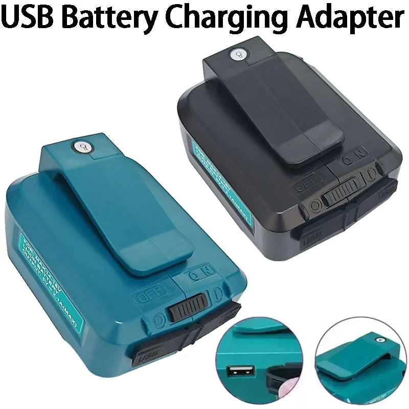 

USB Battery Adapter ADP05 with Dual USB Output Ports and LED Light for Makita 14.4-18V Li-on Rechargeable Battery Power tool