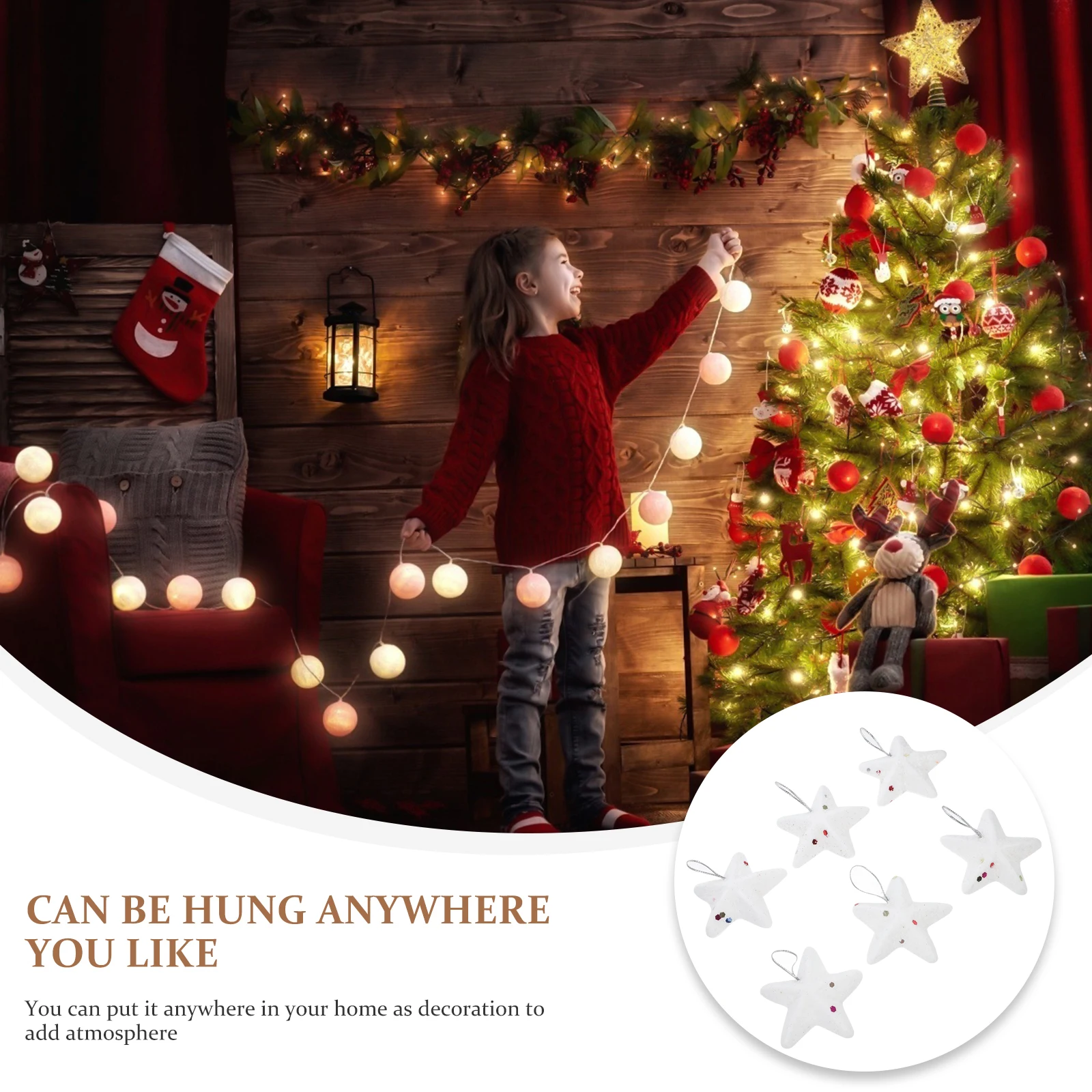 

24 Pcs Christmas Tree Pendant Holiday Decorations Party Pine Cones Festival Ornaments Foam Hanging Stars for Wall