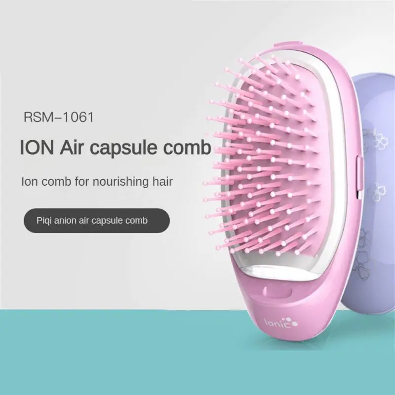 Electric Hair Comb Smooth Hair Portable Electric Silicone Comb Negative Ion Massage Comb Repair Hair Comfortable Makeup Beauty