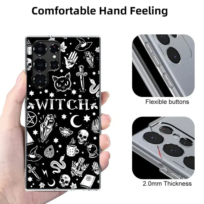 Occult Witchcraft Moon Gothic Witch Cover For Samsung Galaxy S21 S20 S23 FE S22 S24 Ultra Phone Case S10 S10E S8 S9 Plus S7 S6