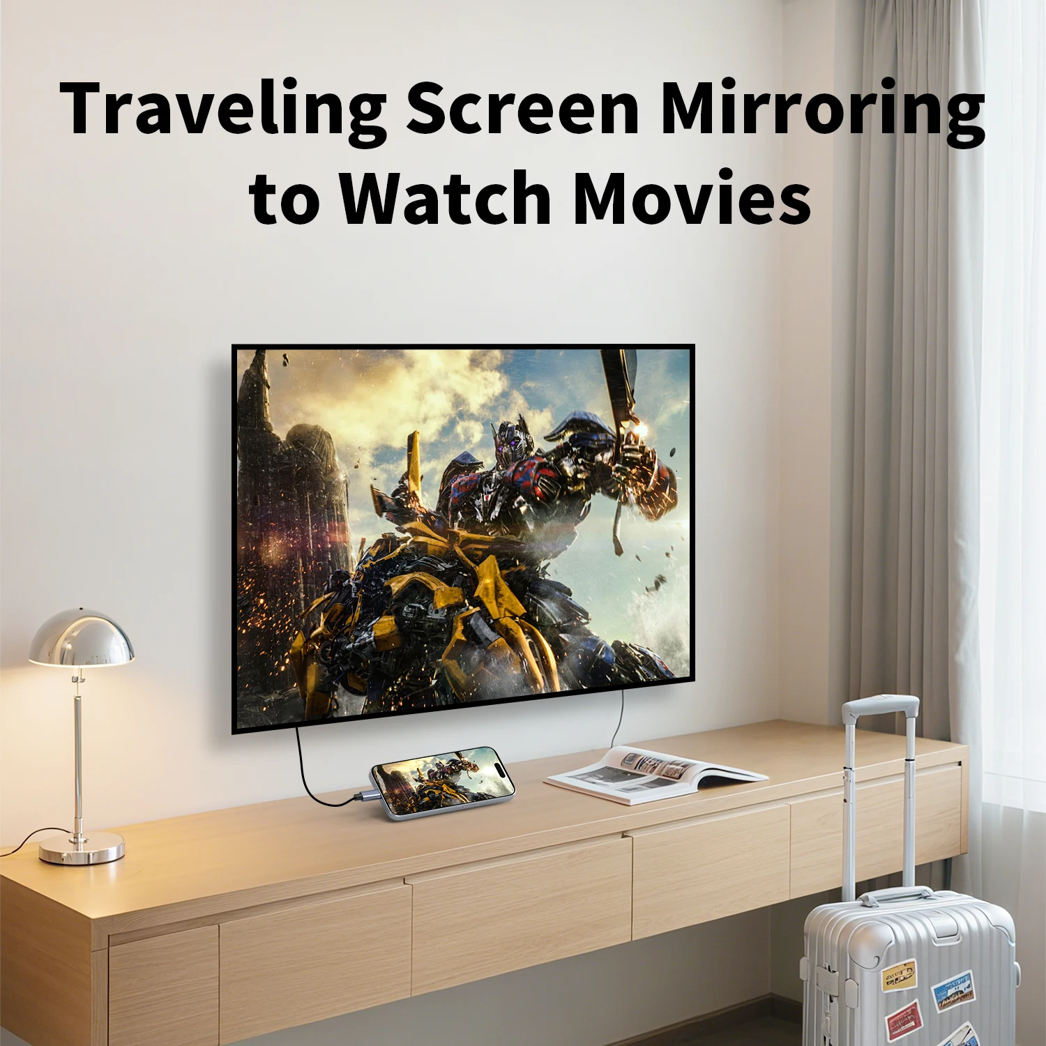 Unnlink كابل مراقبة شاشة الهاتف لهاتف Samsung Phone، Samsung Dex، كابل مصبوب بمرآة الهاتف إلى TV، USB Type C إلى HDMI 4K 60 هرتز