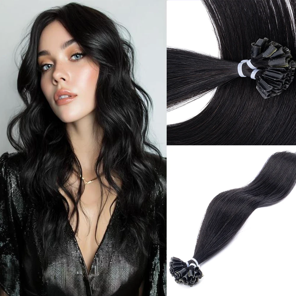 

100% Human Hair U-Tip Extensions Keratin Pre Bonded Professional Set Seamless Volume with Easy Removal System for Women