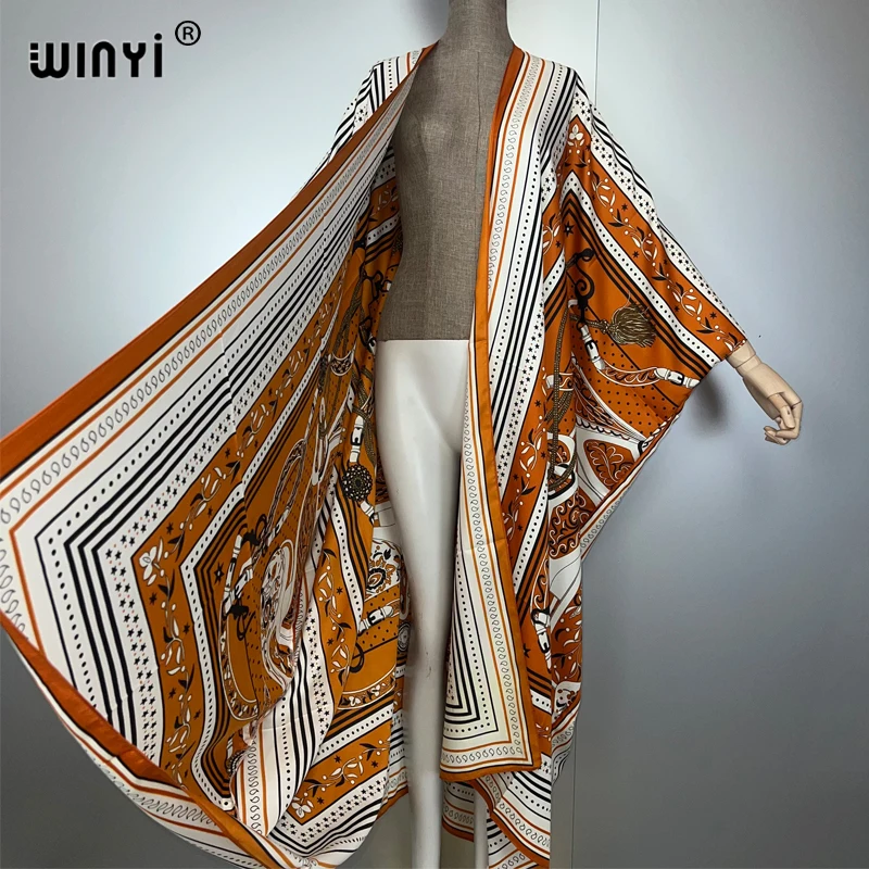 WINYI-Kimono bohemio, cárdigan holgado, trajes de playa para mujer, vestido de noche para cubrir, abrigo largo, vestido maxi, ropa de playa de lujo