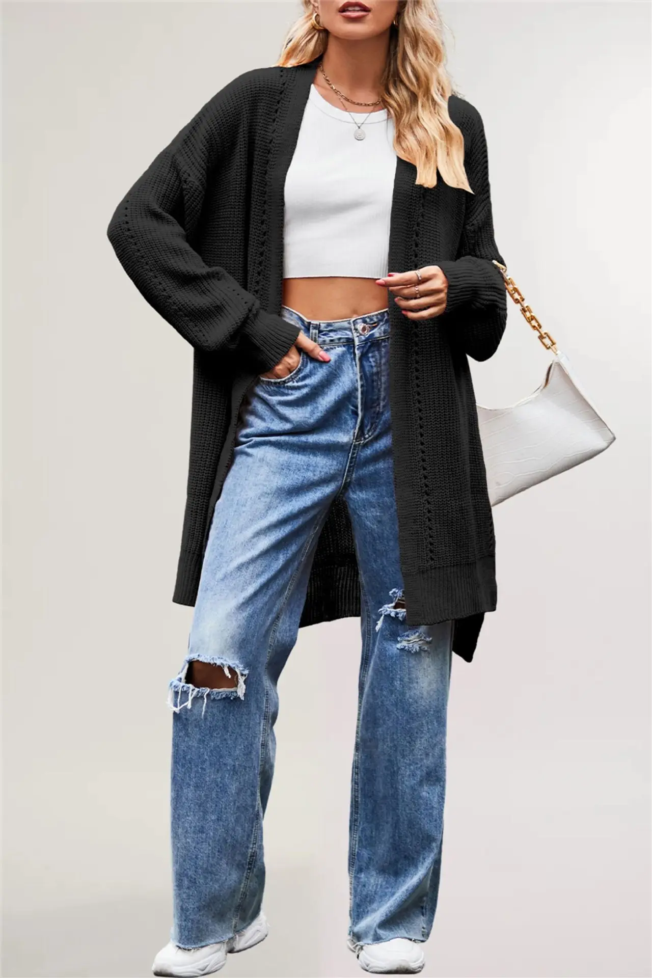 2025 Winter/ Autumn New Style Sweater - Pure Color Loose Knitted Cardigan with Pockets and Outerwear