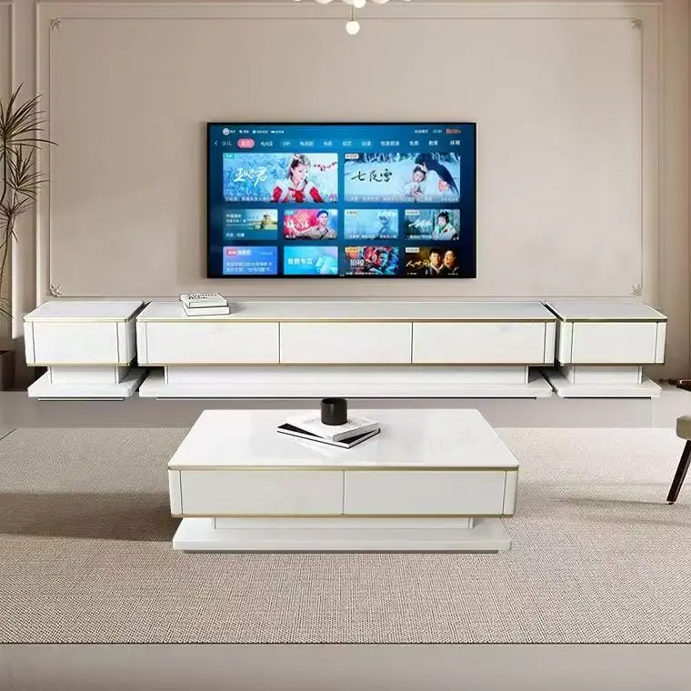 

！@Light Luxury High-End Simple Black Glass Coffee Table TV Cabinet Wooden Floor-standing Home Furniture for Living Room