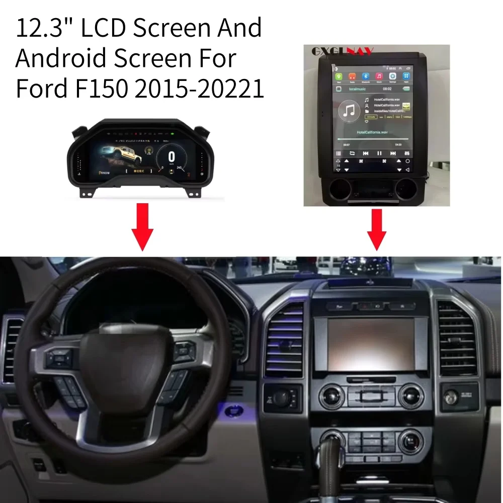 

12,3-дюймовый ЖК-экран Android для Ford F150 2015-2020, автомобильный радиоплеер, автомобильный мультимедийный стерео GPS-навигатор, головное устройство Carplay