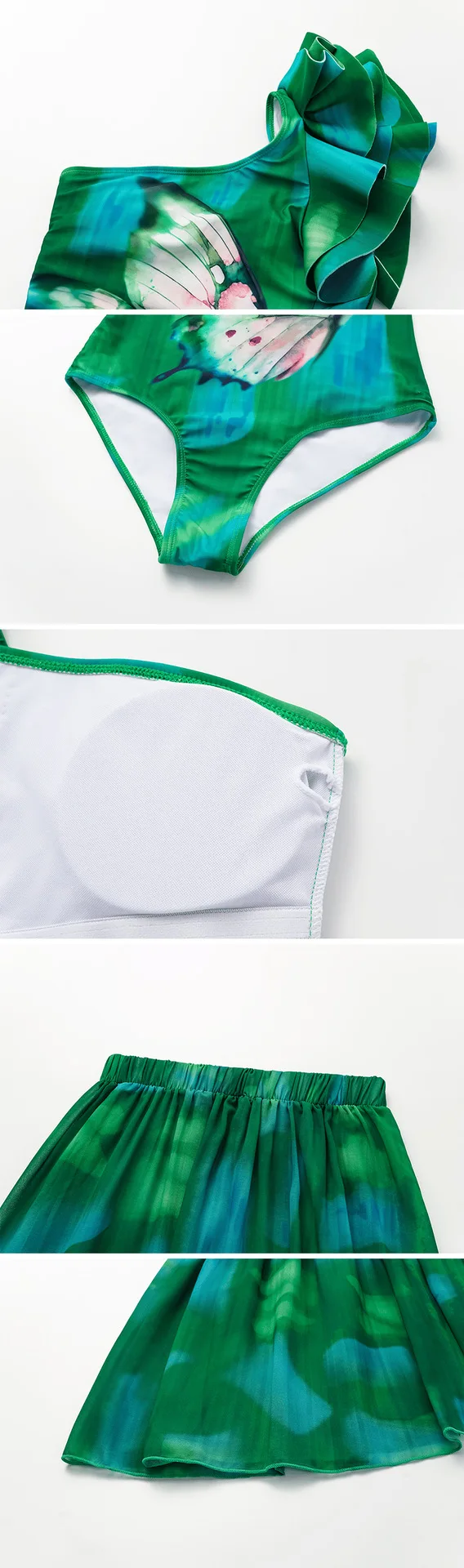 บิกินี่สองชิ้นชุดว่ายน้ําสตรี 2025 ชุดว่ายน้ําหญิง Beachwear ชุดว่ายน้ําชุดว่ายน้ําชุดบิกินี่ Ruffle หนึ่งไหล่ Biquini