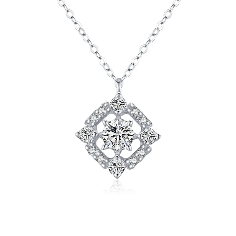 

Luxury Zirconia Pendant Women Real Sterling Silver 925 Link Chain Necklace