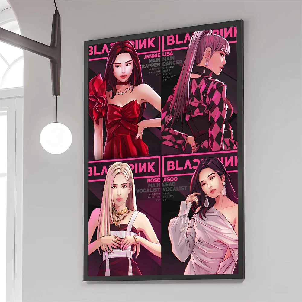 1PC B-BLACK-p-pink Kpop Poster Movie Sticky Posters Retro Kraft Paper Sticker DIY Room Bar Cafe Aesthetic Art Wall Painting