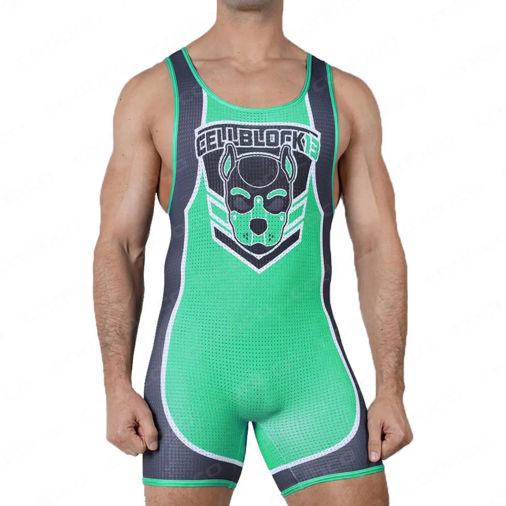 Wrestling Singlets Suit Lycra Boxing One Piece PowerLifting Bodysuit Iron Men\'s Gym Sports Fitness Sleeveless Weightlifting Wear