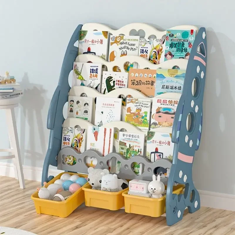 Children's Baby Bookshelf - Picture Book Storage, Toddler Floor Plastic Rack, Simple Kindergarten Bookcase, Kids Organizer