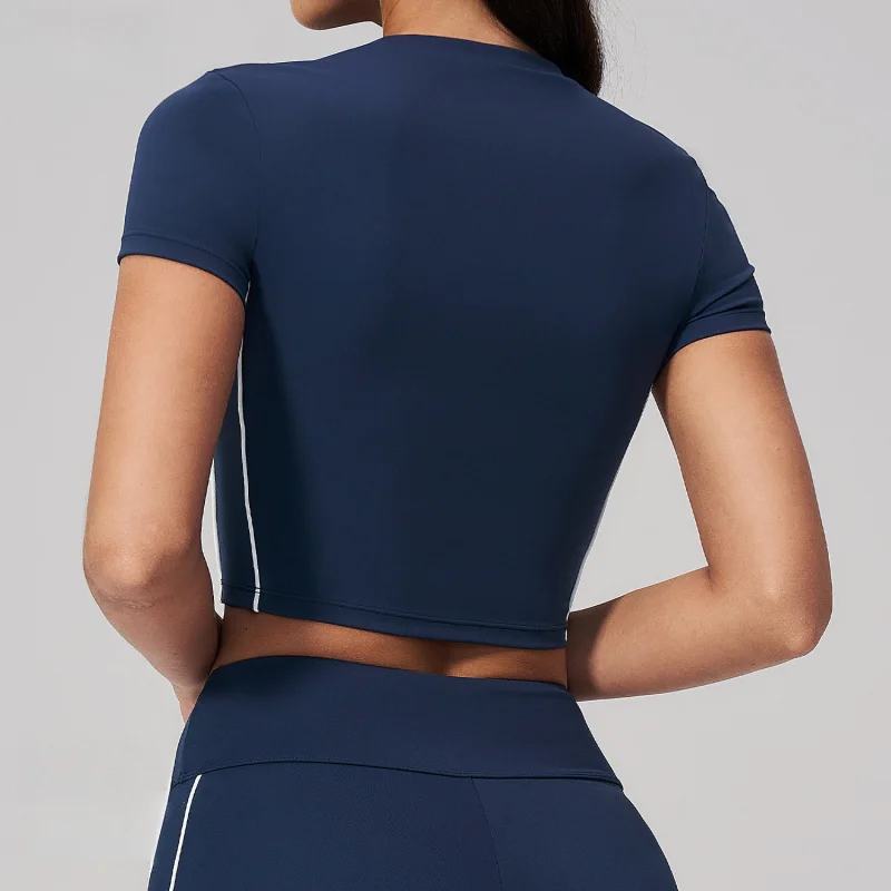 Woman Clothes Brushed Short Sleeve Yoga Top For Women Summer Pilates Slimming Fit Tight-fitting T Shirts Workout Fitness Tops