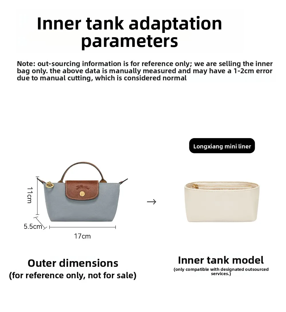Bag Organizer Insert For The Longchamp Inner Liner Mini Pouch Handbag Inner Orderly Neat Nylon Support Bag Insert Accessories