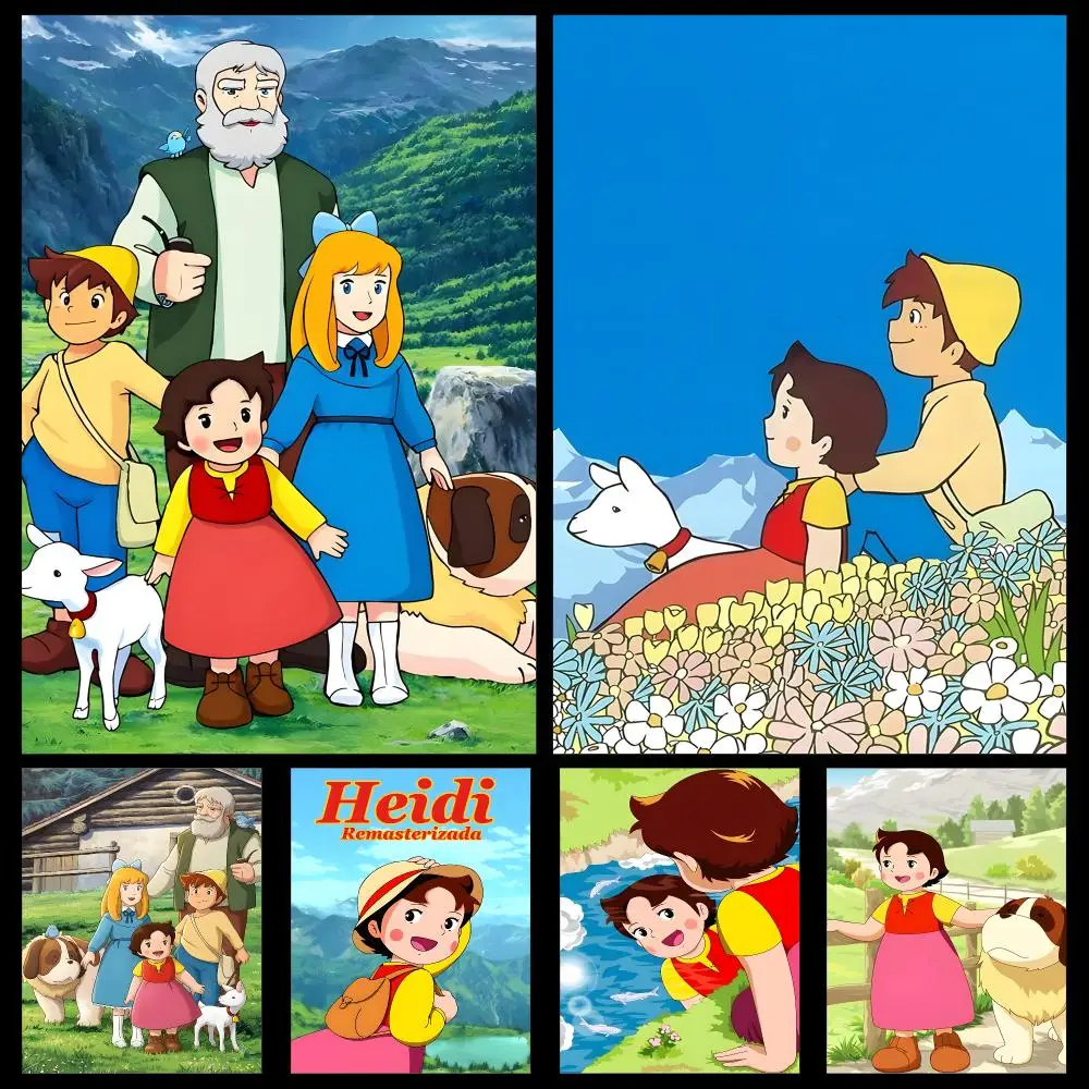 Anime Heidi Girl of the Alps Clara Peter Poster PP Self Adhesive Decorative HD For Garage Gaming Room Living Room Gift