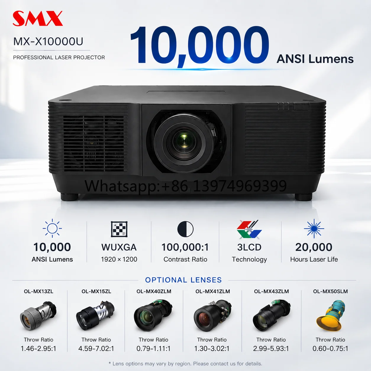Manufacturer 10,000 ANSI Lumens 3LCD Laser Projector 3D Mapping for Water Curtain Tower Light Show National Heritage