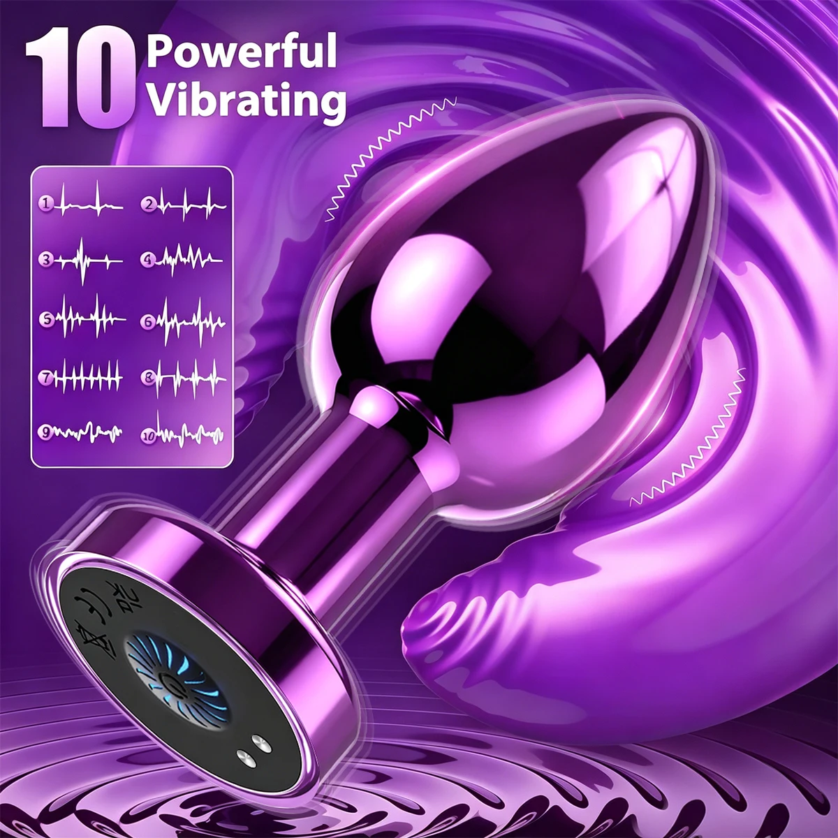 Anal Plug Vibrator APP Remote Control 10 Powerful Vibrations Prostate Massager with Flashing Light Base Adult Sex Toy for Couple