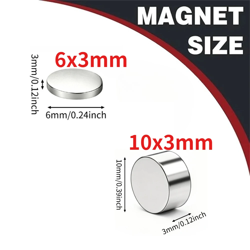 Multi-scene Small Flat Fridge Magnets 10x3mm 6x3mm, Reliable Daily Use Magnetic Discs for Household, Washroom Fixtures