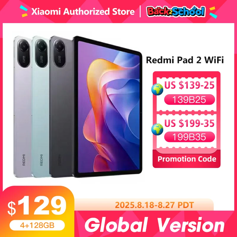 Global version Xiaomi Redmi Pad 2 9000mAh Battery MTK Helio G100-Ultra 11" Display  Fast charging 90Hz Tablet 8MP HD Camera