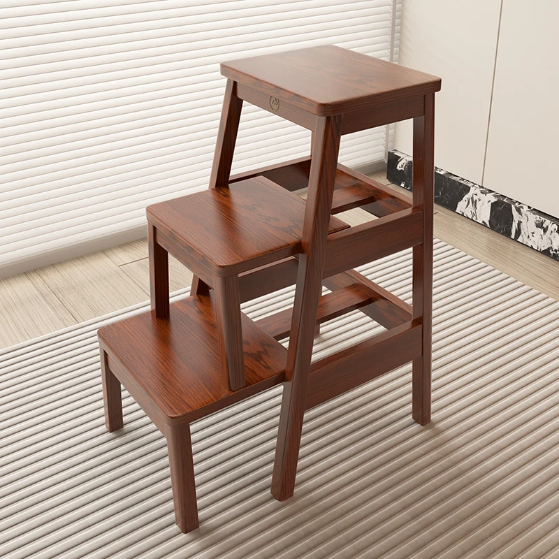 Табурет-лестница из цельного дерева, бытовая складная лестница