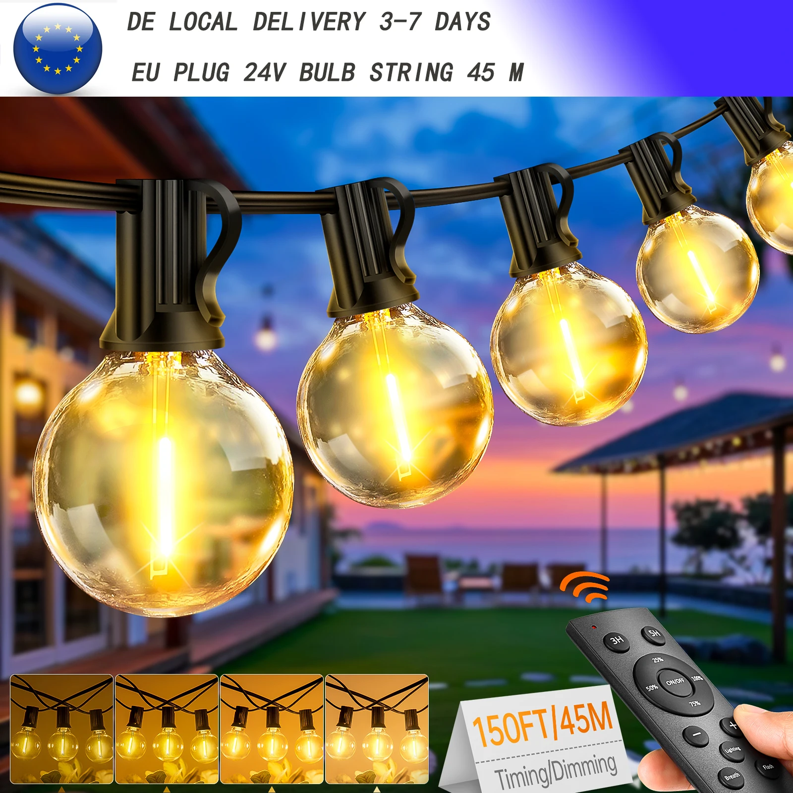 G40 LED Lichterketten Outdoor 150FT/45CM Kunststoff Lampen Hof Garten Camping Atmosphäre Licht Für