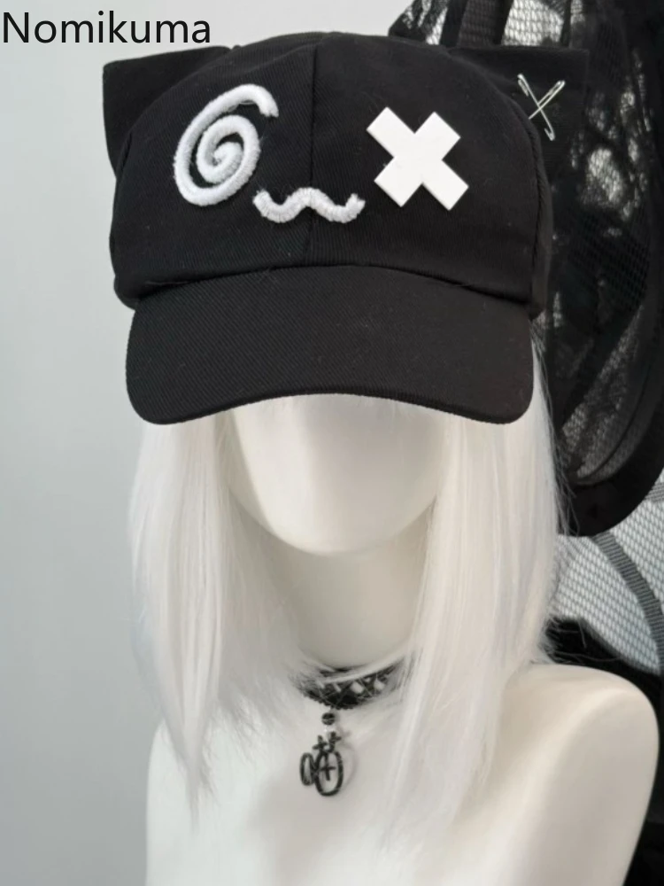

Fashion Cute Cat Ears Y2k Hats All-Matching Baseball Cap Female Hip Hop Korean Style Shopping Sunshade Sunglasses Peaked Cap