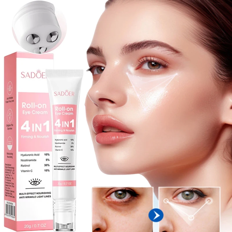 SADOER 4in1 Roll-on Moisturizing Eye Cream Anti Dark Circles Eyes Bags Firming Moisturizing Eye Serum Skin Care for Beauty Eyes