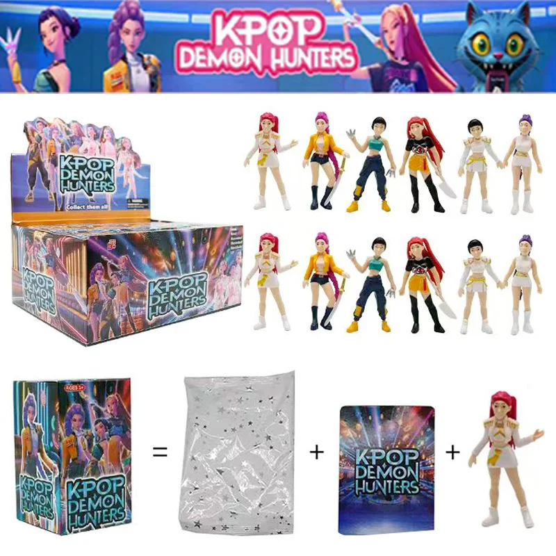 12pcs Kpop Demon Hunters blind box Figure Toy Derpys Tiger Rumi Mira Zoey Sussy Figurine Doll For Fans Christmas birthday Gift