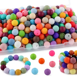 Kovict 50Pcs 9/12/15MM Silicone Beads Round Loose Beads For Jewelry Making DIY Bracelet Necklace KeyChain Handmade Accessories