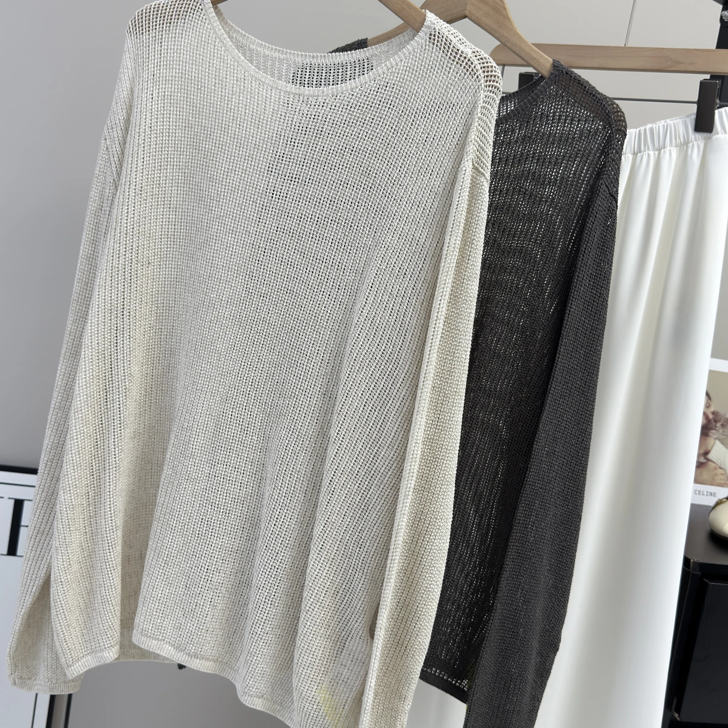 غطاء محبوك طويل كبير الحجم من الكتان للنساء للربيع والصيف كسول للحماية من الشمس irt قابل للتنفس مجوف #5