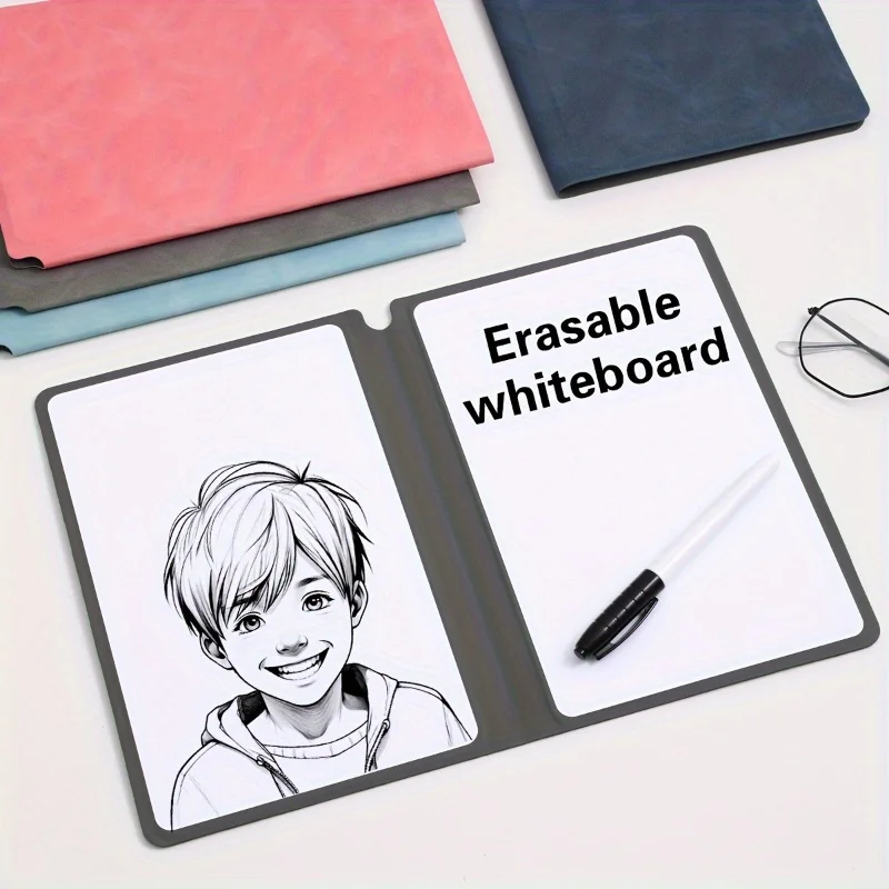 1Pc Portable Reusable Whiteboard Set with Dry Erase Marker, Mini Drawing Board for Home Classroom Homework Doodle Practice