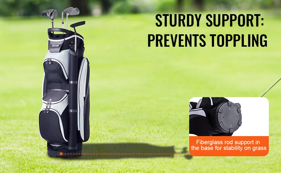 SucceBuy Golf Cart Bag 36” Multiple Pockets Premium Nylon Cart Bag Durable Golf Bags for Men Women Black Color-Block